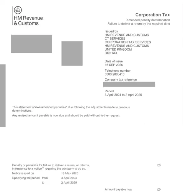 HMRC amended penalty determination
